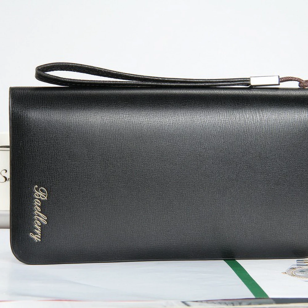 Hochwertige lange Geldbörse aus PU für Herren, multifunktionales Reißverschlussfach, RFID-blockierender Organizer für Reisen – Detail 15