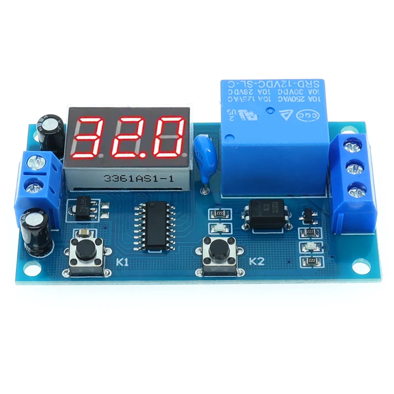 DC 12V Digital Display Delay Relay Delay Time Multi-function Module Infinite Loop Countdown Switch Control Module Timer Module