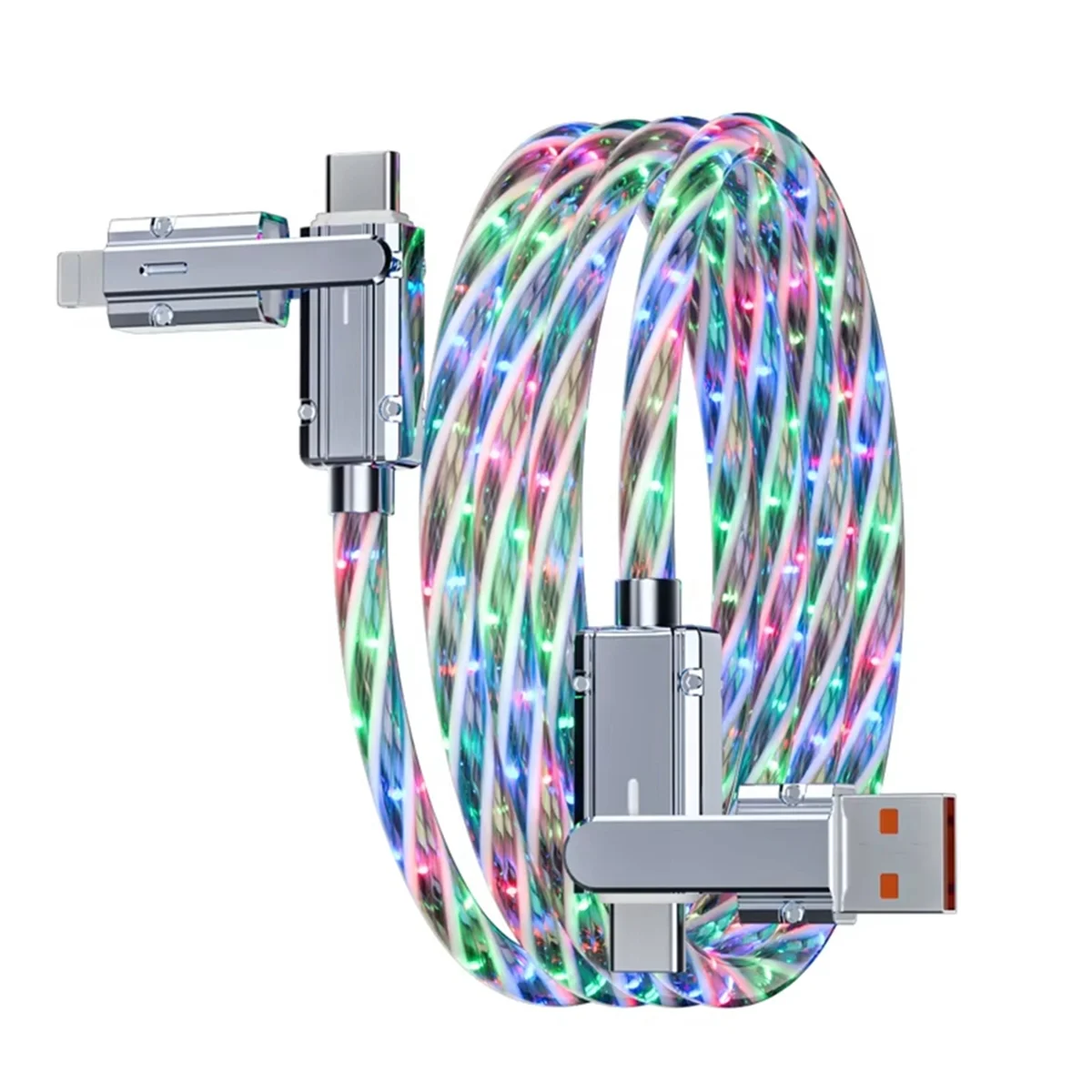 

ABJG-New Starry Skys LED Multicolor Fast Charging Cable ,100W LED USB Cable 4 in 1 Fast Charging Type