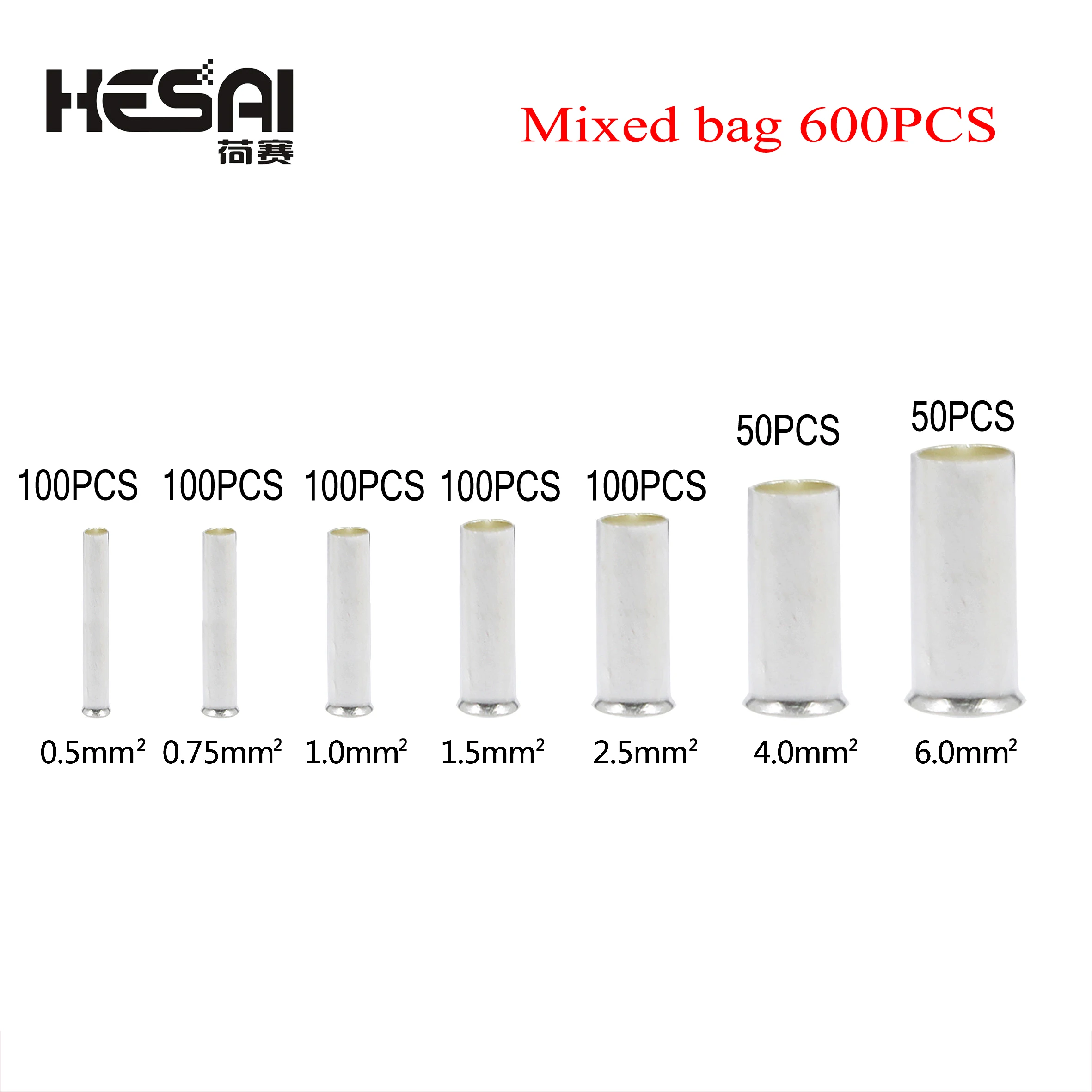 Non-Insulated Wire Connector Ferrules Electrical Cable Terminal Copper Bare Tinned Crimp Terminal 0.5-6mm2 Electronic components