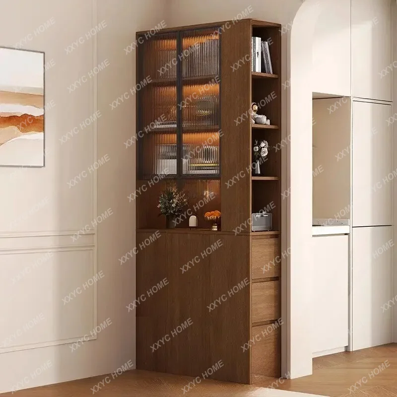 XXSofa seam storage, corner, narrow cabinet glass, pull storage against the wall, cream wind