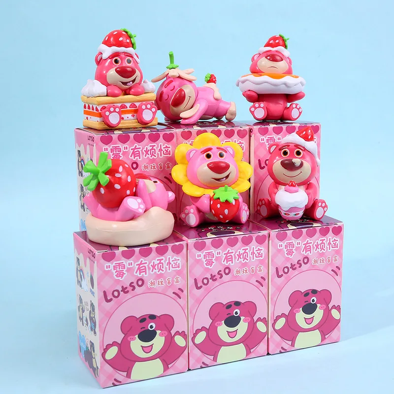 

История игрушек Клубничный медведь Слепая коробка Коллекционная игрушка Розовый медведь Украшение рабочего стола Детский подарок-сюрприз Модная слепая коробка Игрушки
