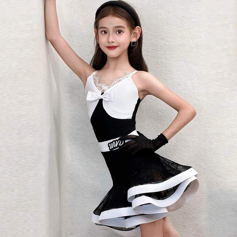 

New Children Latin Dance Competition Suits Girls Latin Dance Clothing Kids Samba Ballroom Dance Performance Costumes SL16069