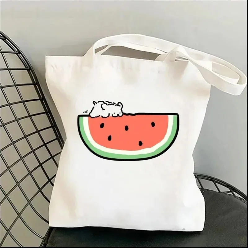 

Amusing Line Dog Vintage Harajuku Canvas Tote Bag Large Capacity Foldable Shoulder Bag Casual Bag for Travel, Shopping, School