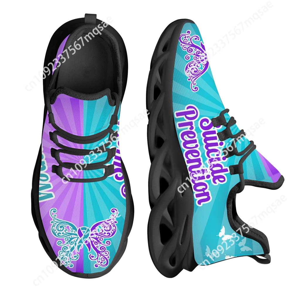 

Custom Ladies Comfort Lace-up Mesh Sneakers Autism Awareness Butterflies Design Sport Jogging Shoes Lightweight Platforms