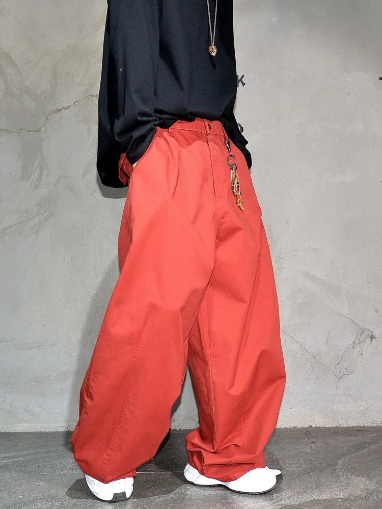 Fashion Versatile Mens Outside Spring Autumn Casual Cargo Pants Mid Waist Loose Fit Solid Color Straight Trousers Wide Leg Pants