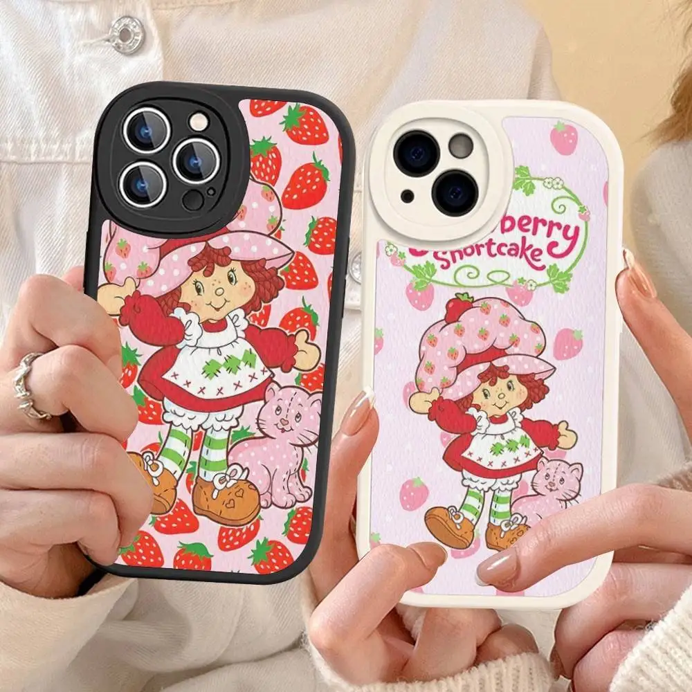 

Cartoon Girl S-Strawberry S-Shortcake Phone Case For IPhone 16 15 14 11 12 13 Pro Max Plus Back Leather Shell