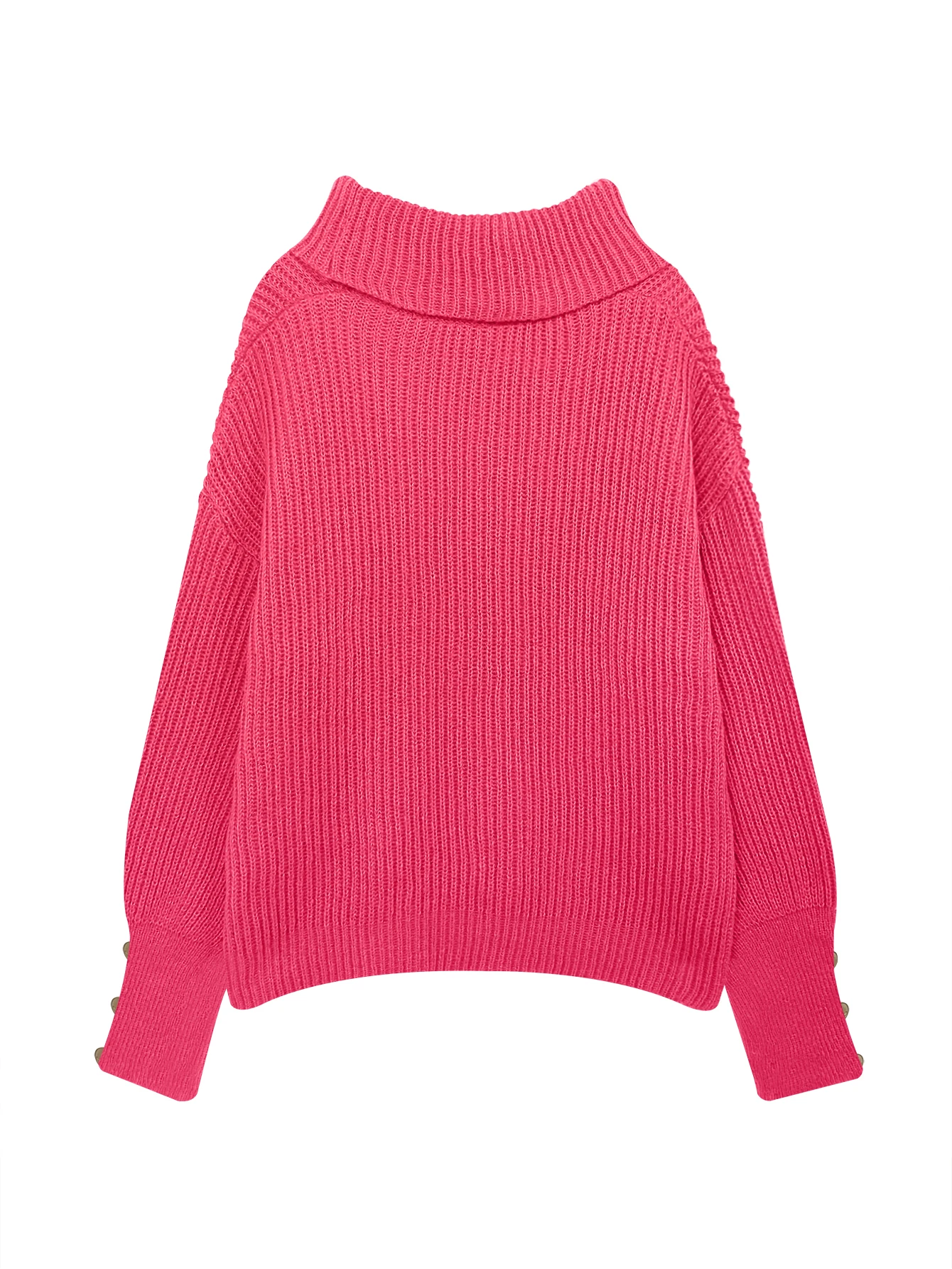 European and American new solid color casual high neck sweater women\'s loose knit sweater classic sweater for women