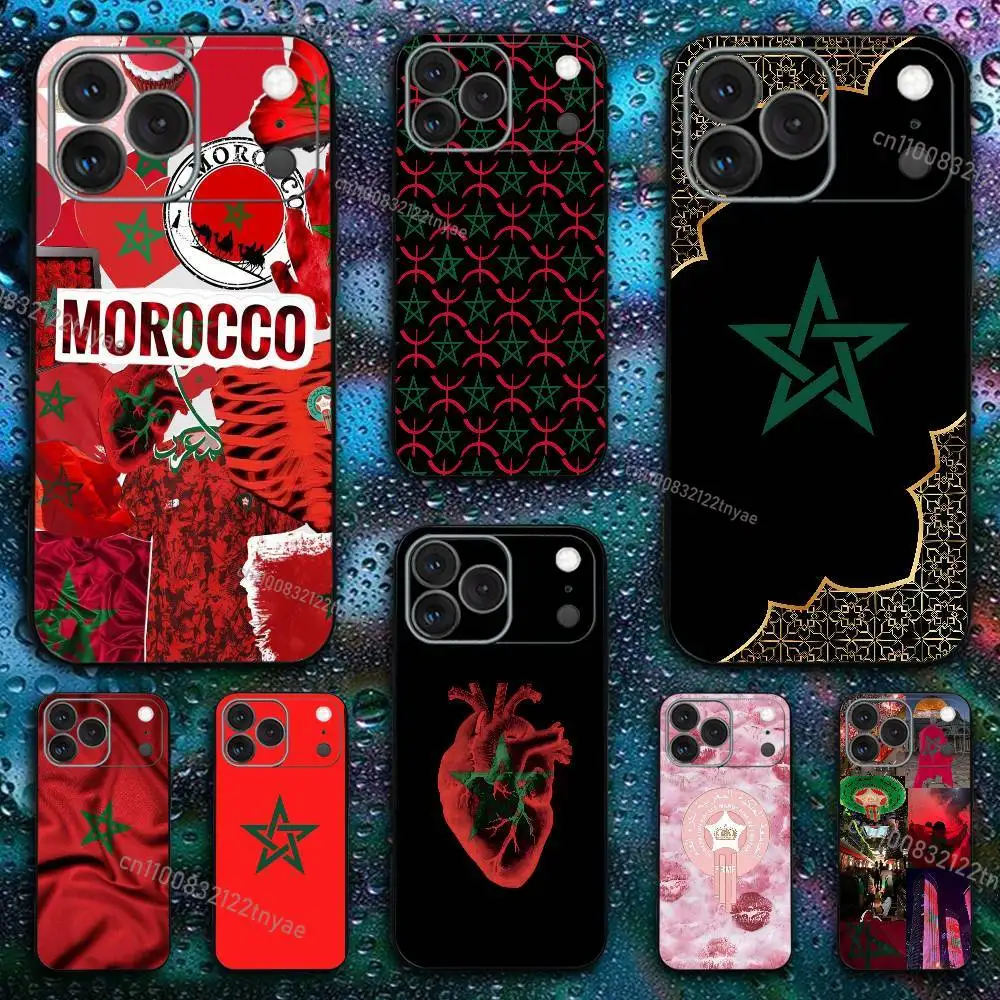 

Morocco Flag For iPhone 17,16,15,14,13,12,11,Pro,X,XS,Max,XR,Plus,Mini Soft Silicone Phone Case Black Shockproof TPU