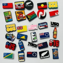 1-30PCS PVC Shoe Charms Flag Feather Drink Beef Buckle Clog Fit Wristbands Garden Sandals Shoes Ornaments Accessories Kid Gift
