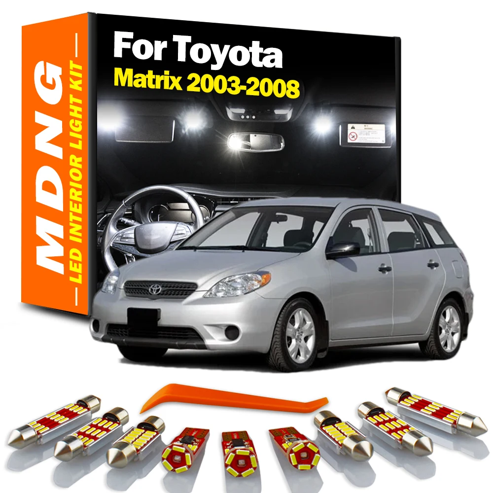 

MDNG 8 шт. для Toyota Matrix 2003 2004 2005 2006 2007 светодиодная интерьерная с Canbus купольная карта, комплект для чтения багажника, Автомобильные светодиодные лампы