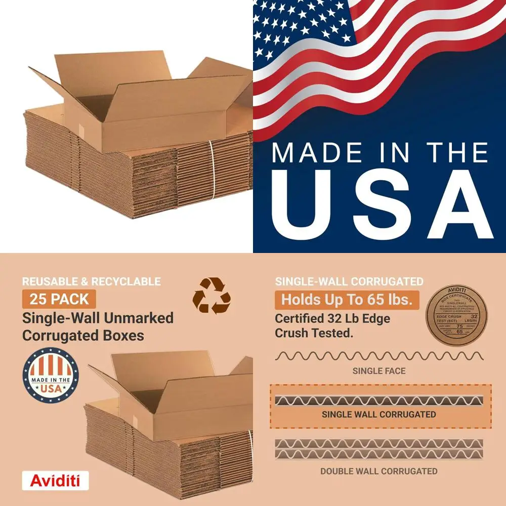 

18 x 14 x 4 Corrugated Cardboard Boxes, Pack of 25, for Shipping, Packing, and Moving