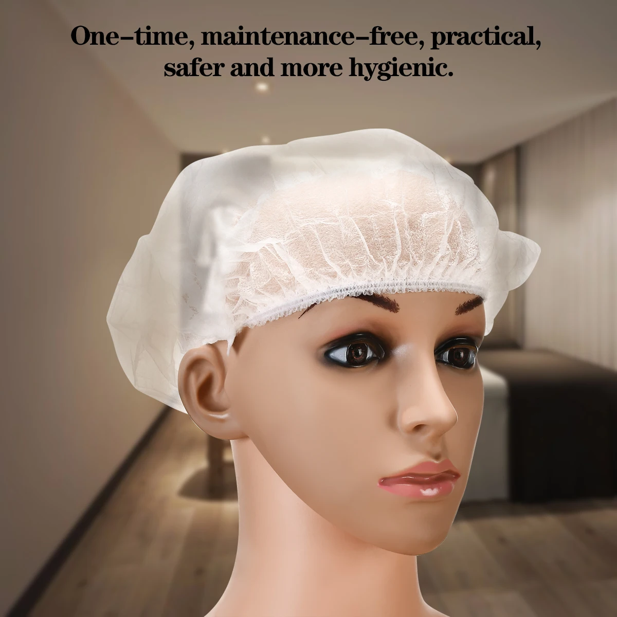 Pack of 50， 21-inch Disposable Non-woven Fabric Shower Cap Dustproof Breathable Headgear Beauty Salon Hair Cap