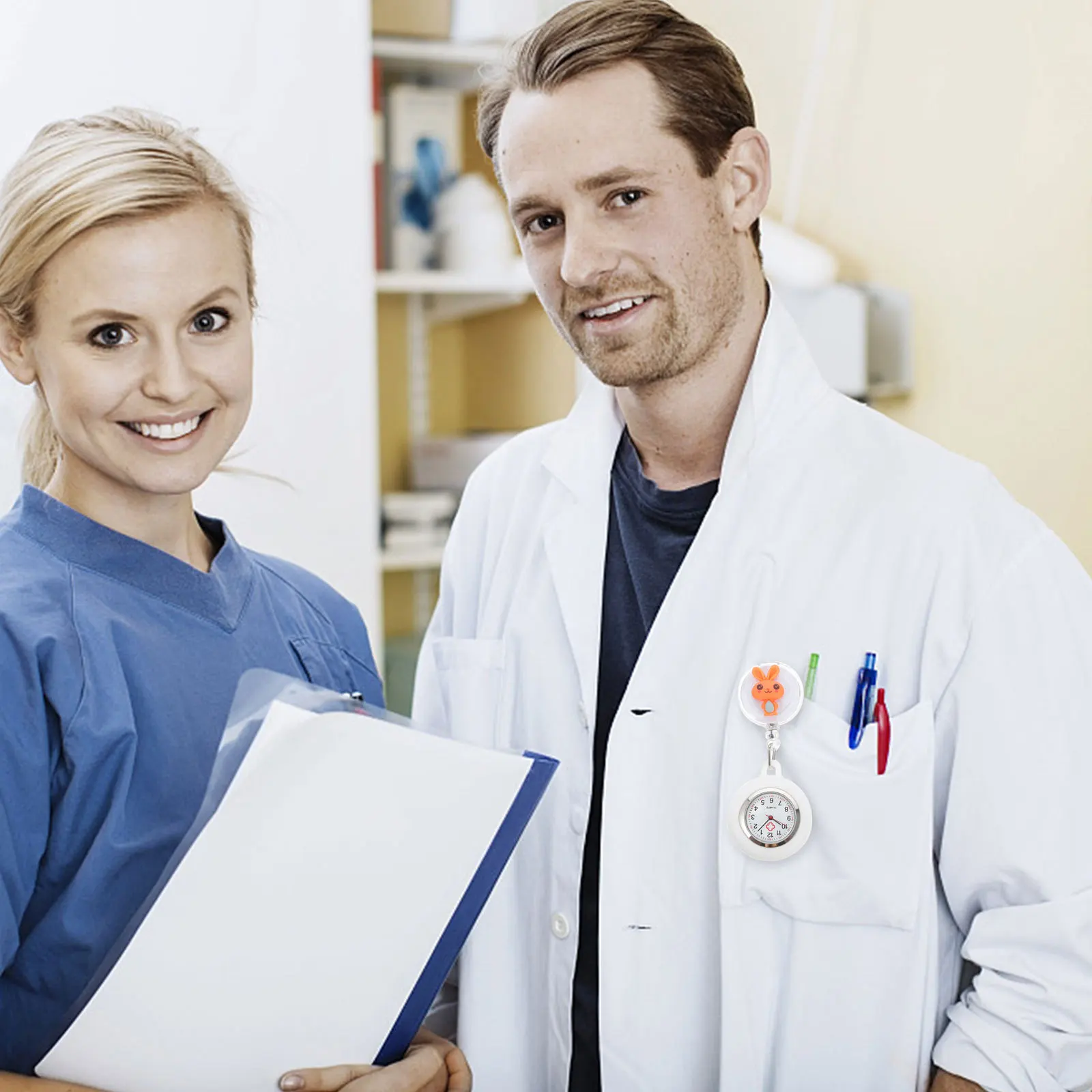 

1pc Rabbit Nurse Chest For Doctor Nursing Exam Durable Retractable Nurse Pocket Watch Design Exam Chest Watch Gift