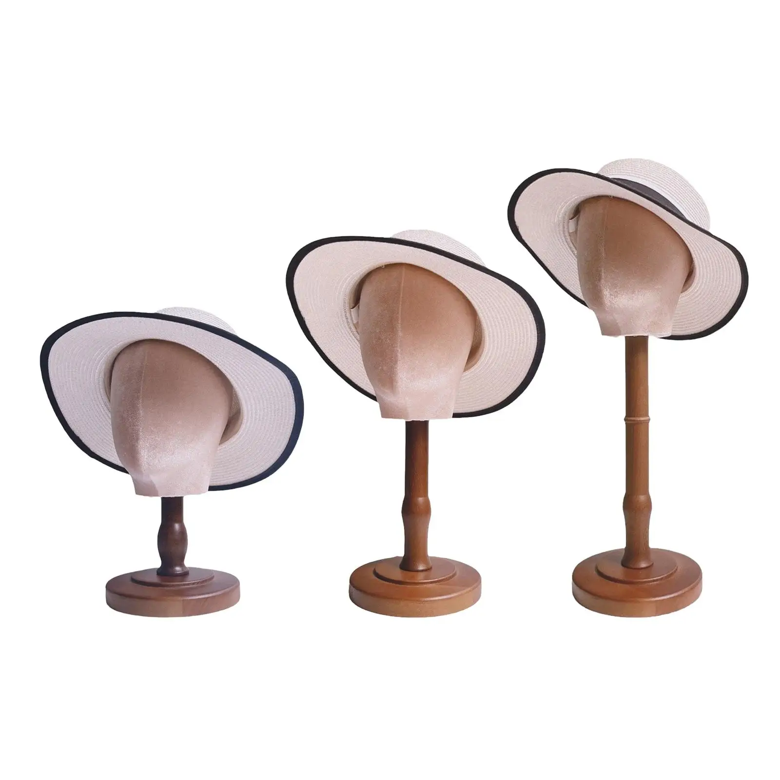 Mannequin Head Stand, Wig Stand with Wood Base, Wig Holder Display Head, Velvet Manikin Head for Salons Display Home Shops