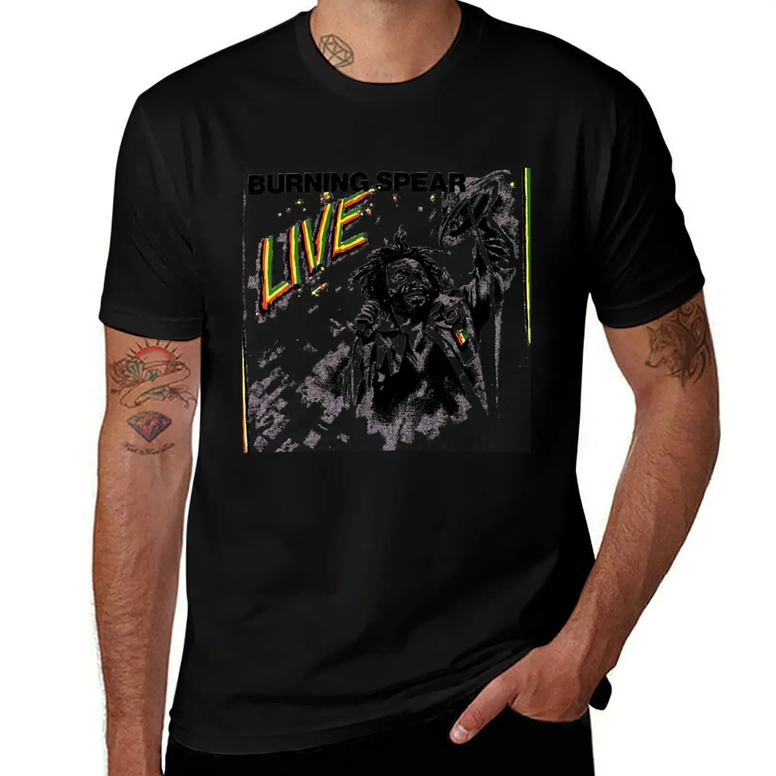 T-shirt décontracté Burning Spear Live Still Alive résistant aux taches