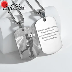 Sifisrri Personalized Custom Name Necklace Engrave Picture Letter Rectangle Pendant For Women Men Fashion Family Jewelry Gift