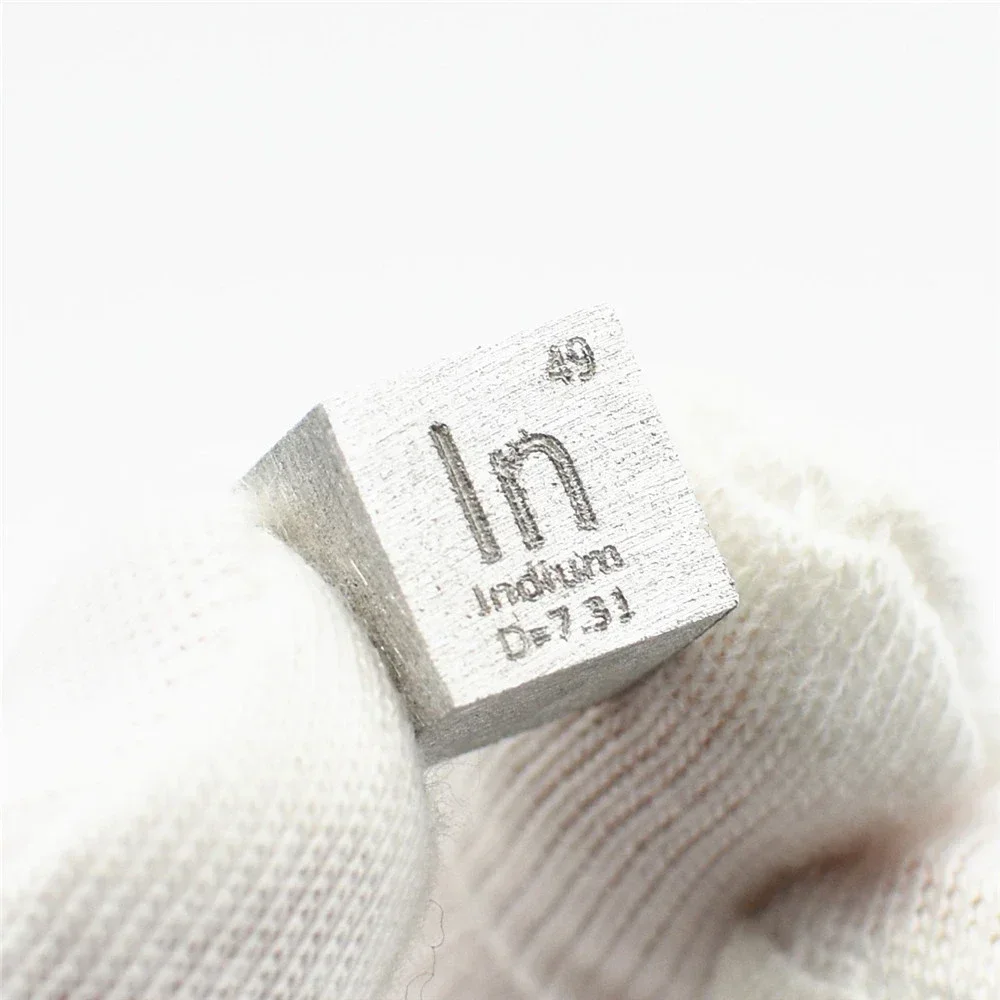 Indium Metal 10mm Density Cube 99.95% Pure for Element Collection