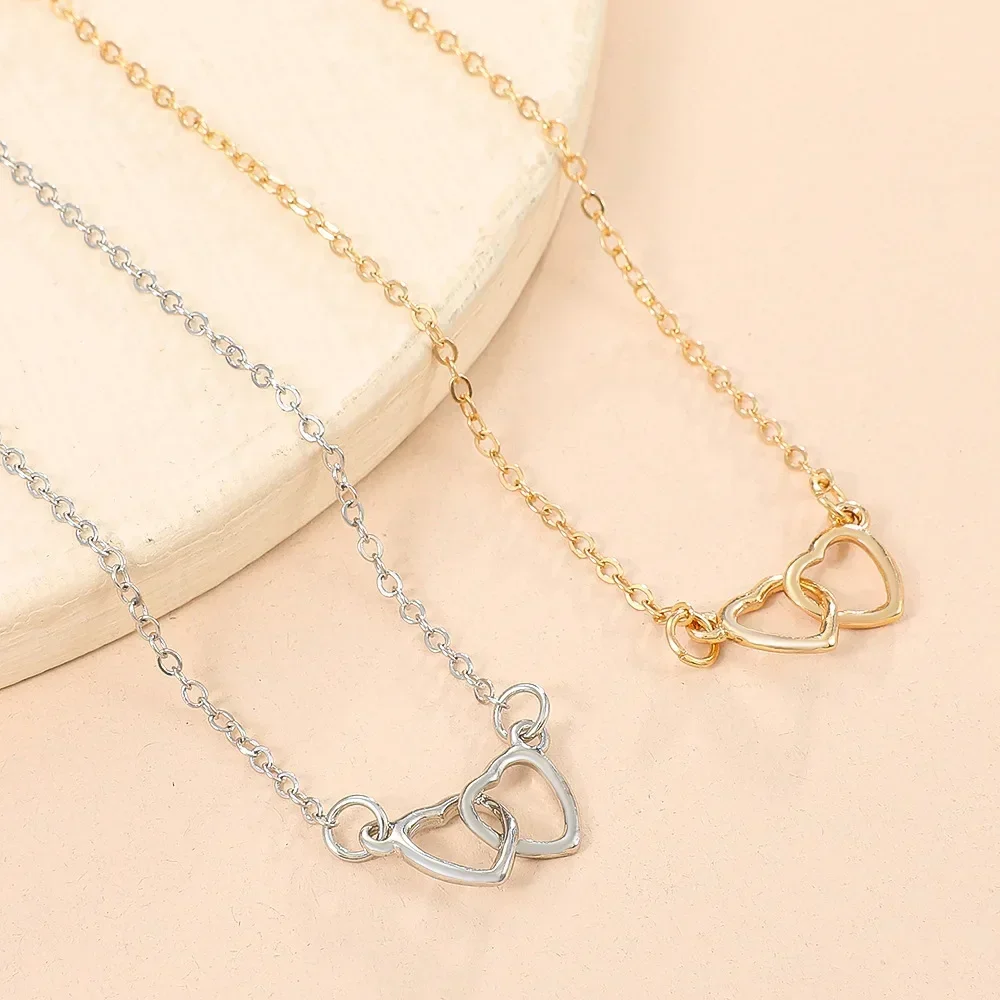 Luxury Fashion  Double Heart Anklet for Women Bling Hollow Out Love Foot Ankle Leg Bracelet Beach Foot Chain Jewelry