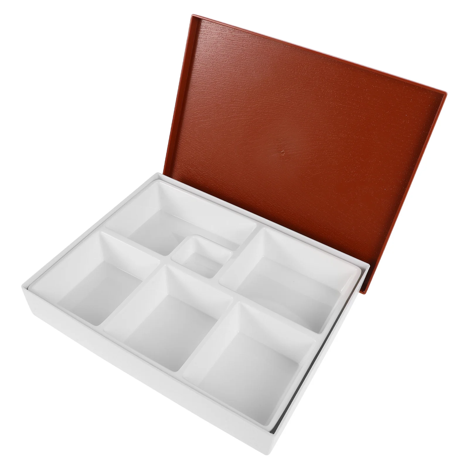 

Japanese Lunch Box Divided 6 Compartments Reusable Rectangular Sushi Bento Box Heat Resistant White Inner Multi Compartment Food