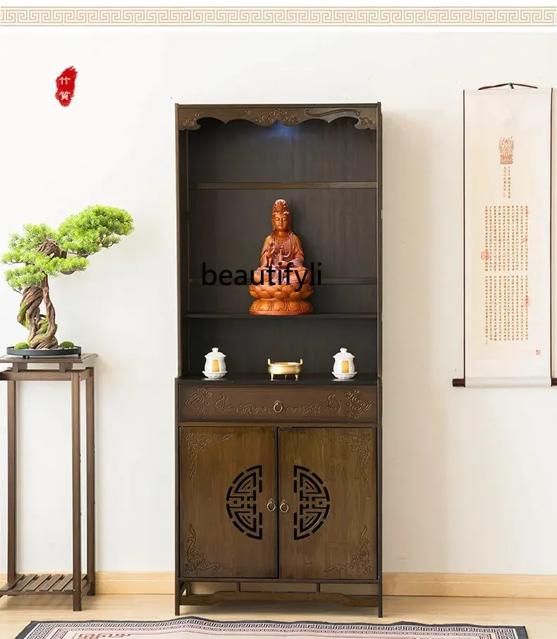 D178 Y Shrine Home Clothes Closet Modern Minimalist Chinese Style Buddha Cabinet God Bodhisattva Worship Incense Burner Table