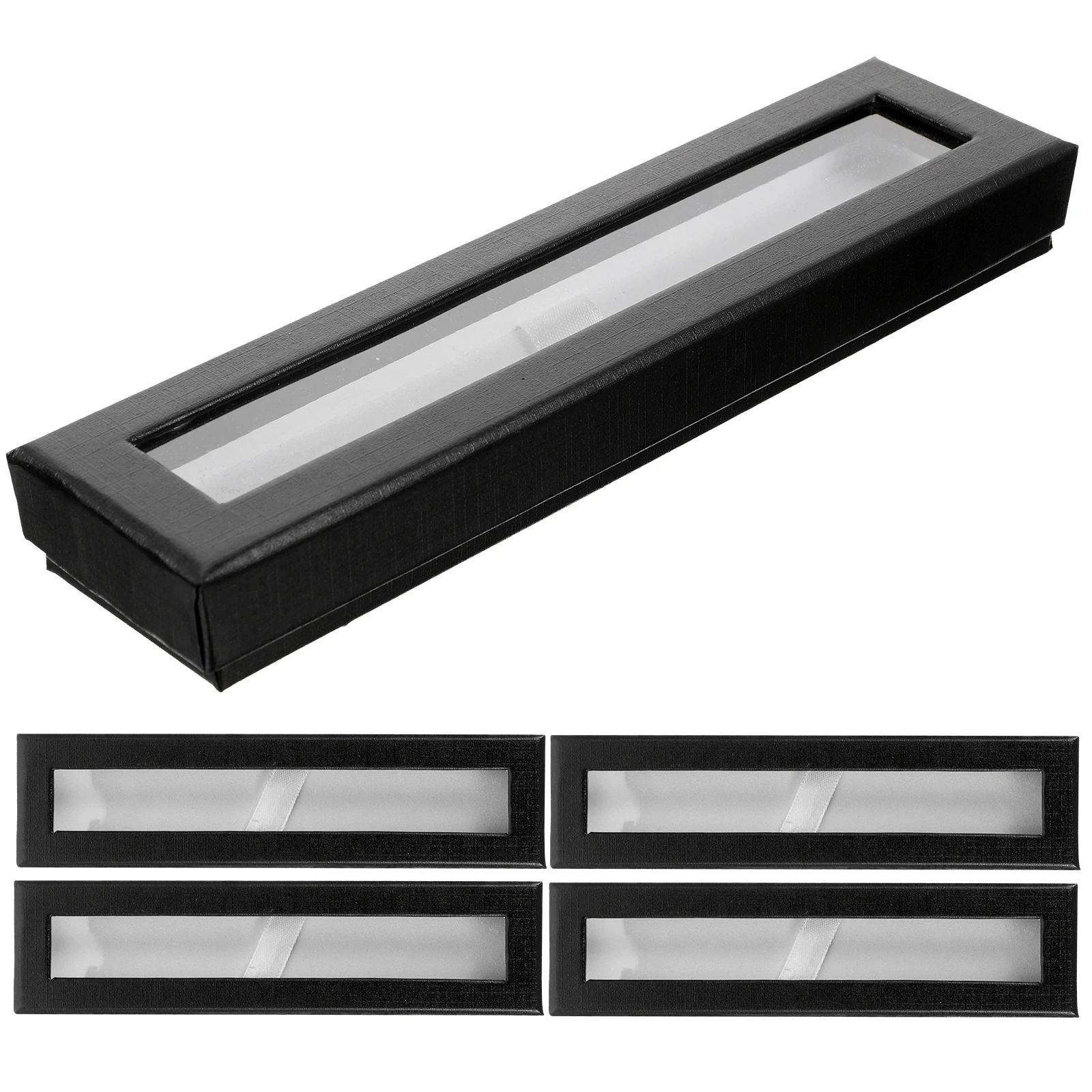 

5pcs Boxes Black Paper Display Case for Ballpoint Fountain Gel Pen Case Organizer Pens Storage Student Supplies
