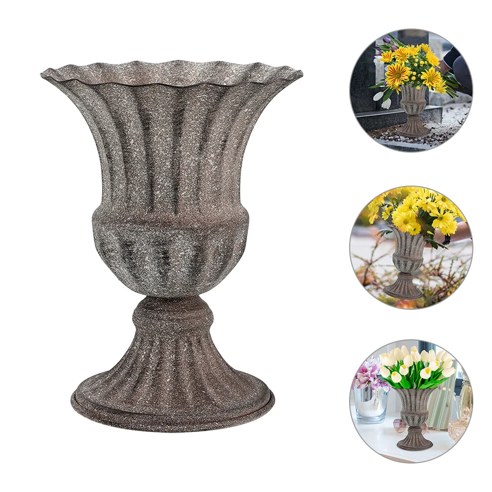 Cemetery Graveyard Vase Flower Pot Vases for Graves Commemorate Iron Work Outdoor