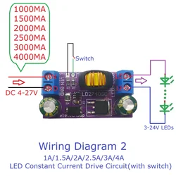 1A/1.5A/2A/2.5A/3A/4A High-Power Constant-Current Step-Down LED Driver Board DC 4-27V for Automotive RCL DRL Fog Lights