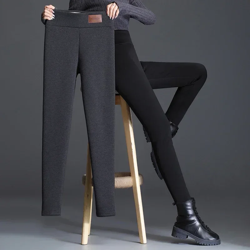 Winter Women Velvet Thickened Long Pants Lamb Cashmere Leggings Pant Fashion Office-lady Cotton Warm Casual Soft Trousers 29636