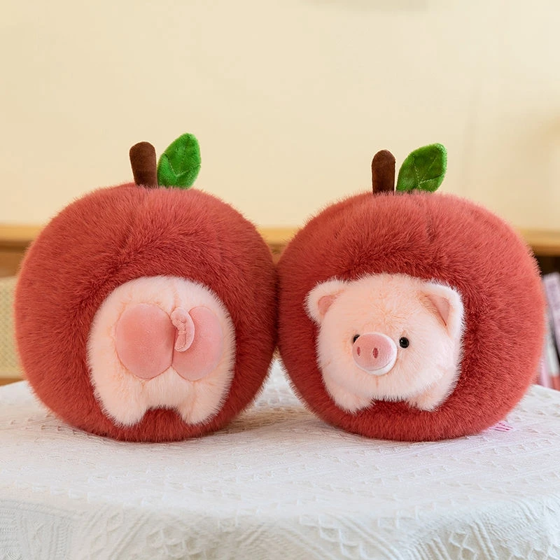 26CM Apple Pig Split Plush Toy Cute Combination Super Cute Soft Baby Pig Doll For Children's Birthday Christmas Gift