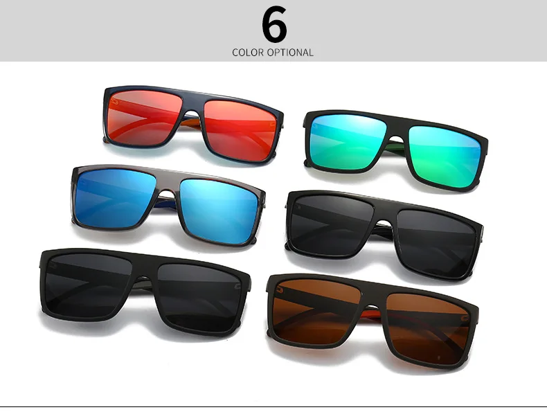 High quality Style Oversized Square Women's Polarizing Mirror Retro Colorful Contrast Frame Outdoor Travel  Sunglasses Men's