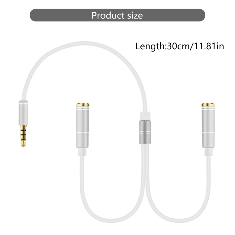 라인 제어 기능이있는 소형 2 In 1 사운드 커넥터 다기능 사운드 분배기 사용하기 쉬운 이중 출력 사운드 케이블 30cm Dropship