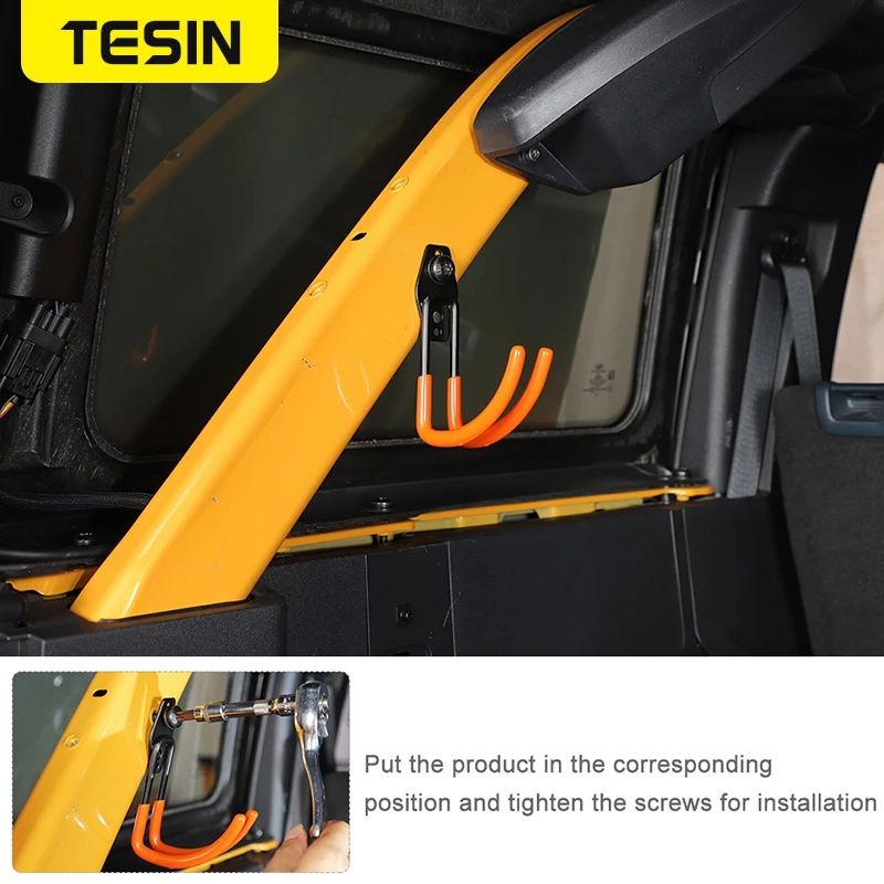 TESIN Heavy Duty Car Trunk Storage Hooks Cargo Organizer for Ford Bronco 2021 2022 2023 2024 UP Anti-slip Tool Hook Accessories