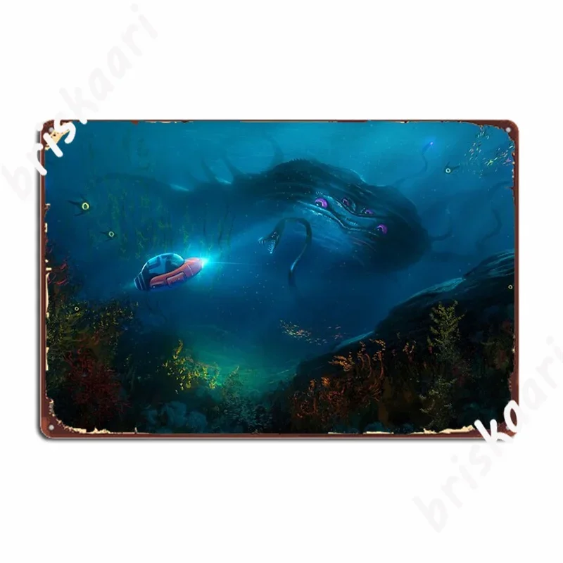 Subnautica Ocean Monsters Artwork Metal Sign Wall Pub Cave Pub Wall Decor Printing Tin Sign Poster