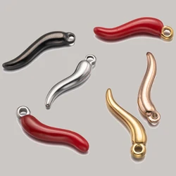 5pcs Gold Stainless Steel Red Chili Pepper Charm Bead Pendants for Bracelet Earring Necklace DIY Jewelry Craft Making Accessory