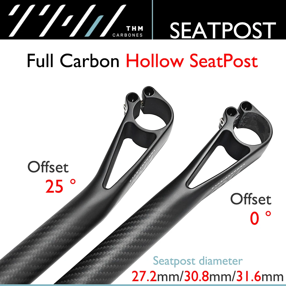 

Full Carbon Fiber Bicycle Seatpost 27.2/30.8/31.6mm Diameter 0°/25° Offset 350/400mm Length Max 115KG for Road/Gravel/MTB Bikes