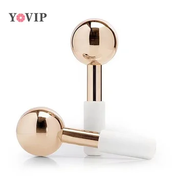Globi di ghiaccio per il viso rullo facciale caldo freddo in acciaio inossidabile Skin Beauty Spa Cooling Globe Massage Ball cura del viso Cryo Freeze Stick