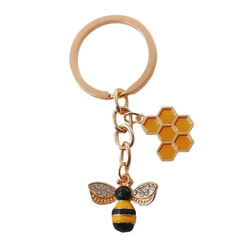 Bee Bag Charm Animal Key Chain Decor Bee Keychain Rhinestone Sparkling Animal Key Chain Decor For Women Men Teacher Students