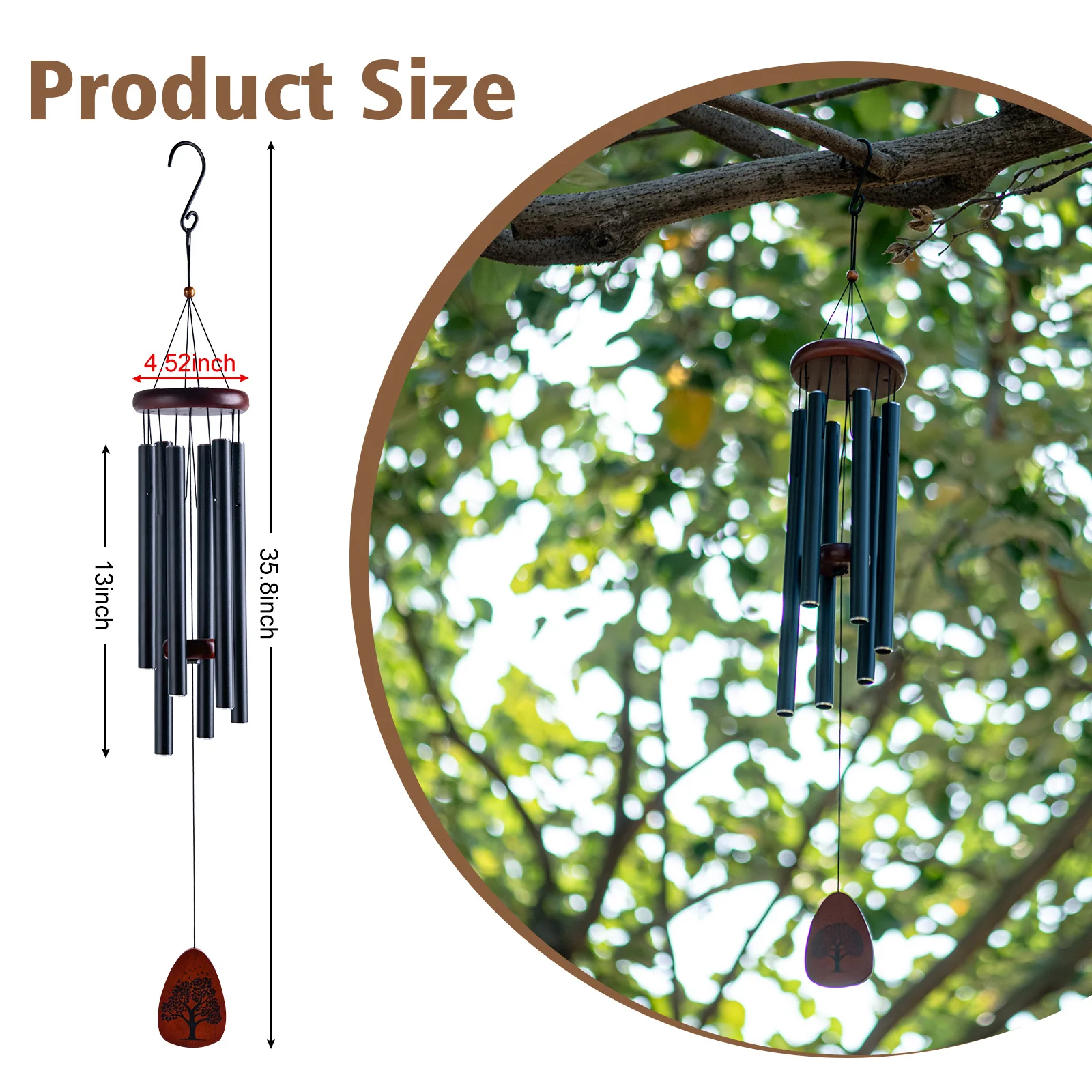 2024 Aluminum Pipe Wind Chimes Home Decoration Home Wedding Party Garden Metal Pipe Wind Chimes Yard Outdoor Memorial Gift