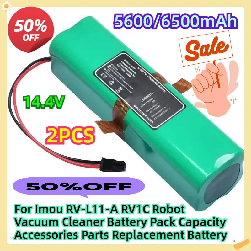 

2pcs 14.4V For Imou RV-L11-A RV1C Robot Vacuum Cleaner Battery Pack Capacity Accessories Parts Replacement Battery