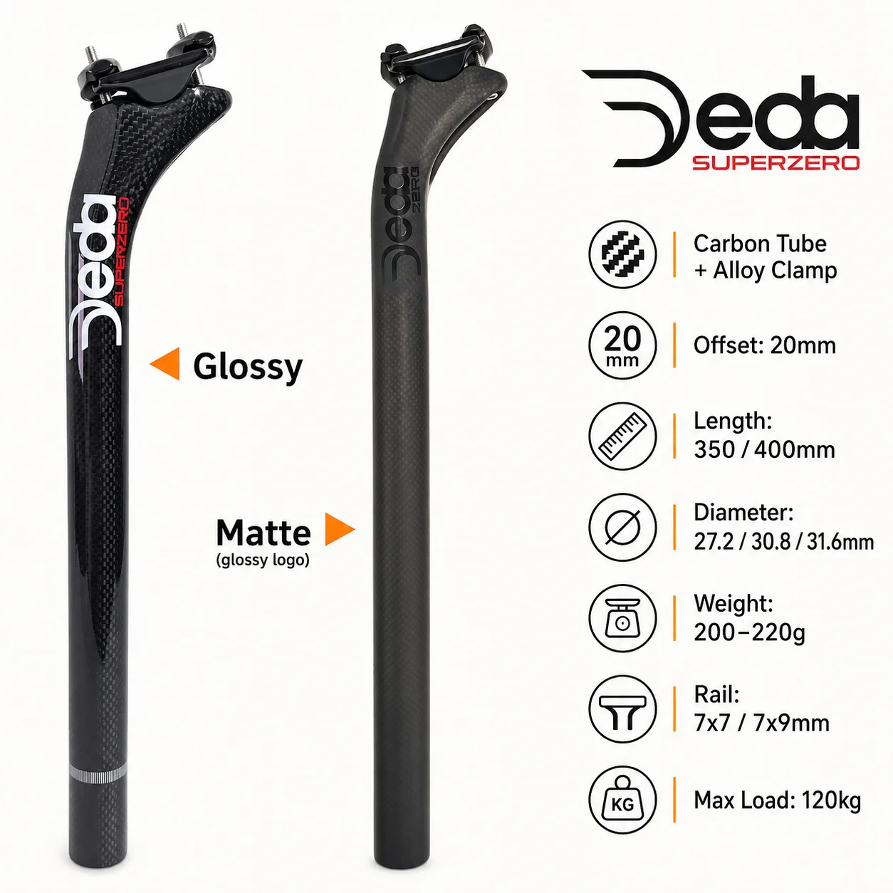 

DEDA Zero Bike Seatpost Super Full Carbon Seat Tube 20 Degrees MTB/Road Bike Seat Post 27.2/30.8/31.6mm Bicycle Accessories