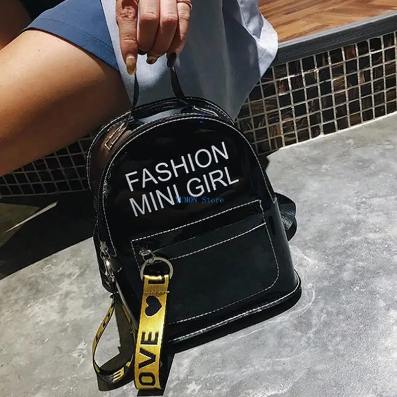 D0UD Clear PVC Bag Crossbody Shoulder Bag Small School Backpacks Travel Daypacks