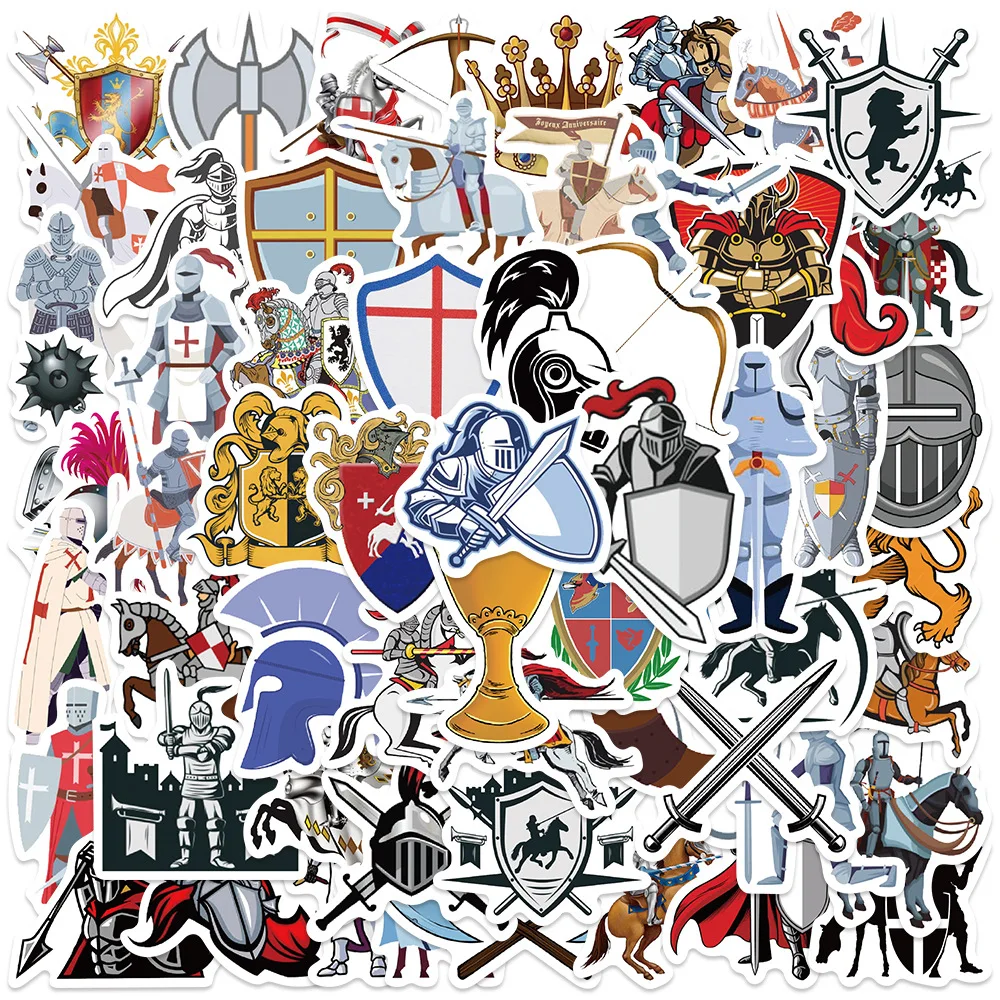 

10/30/60PCS Retro Medieval Knight Stickers Cartoon Personality Creative Fun Doodle Decal Toys DIY Scrapbook Luggage Laptop