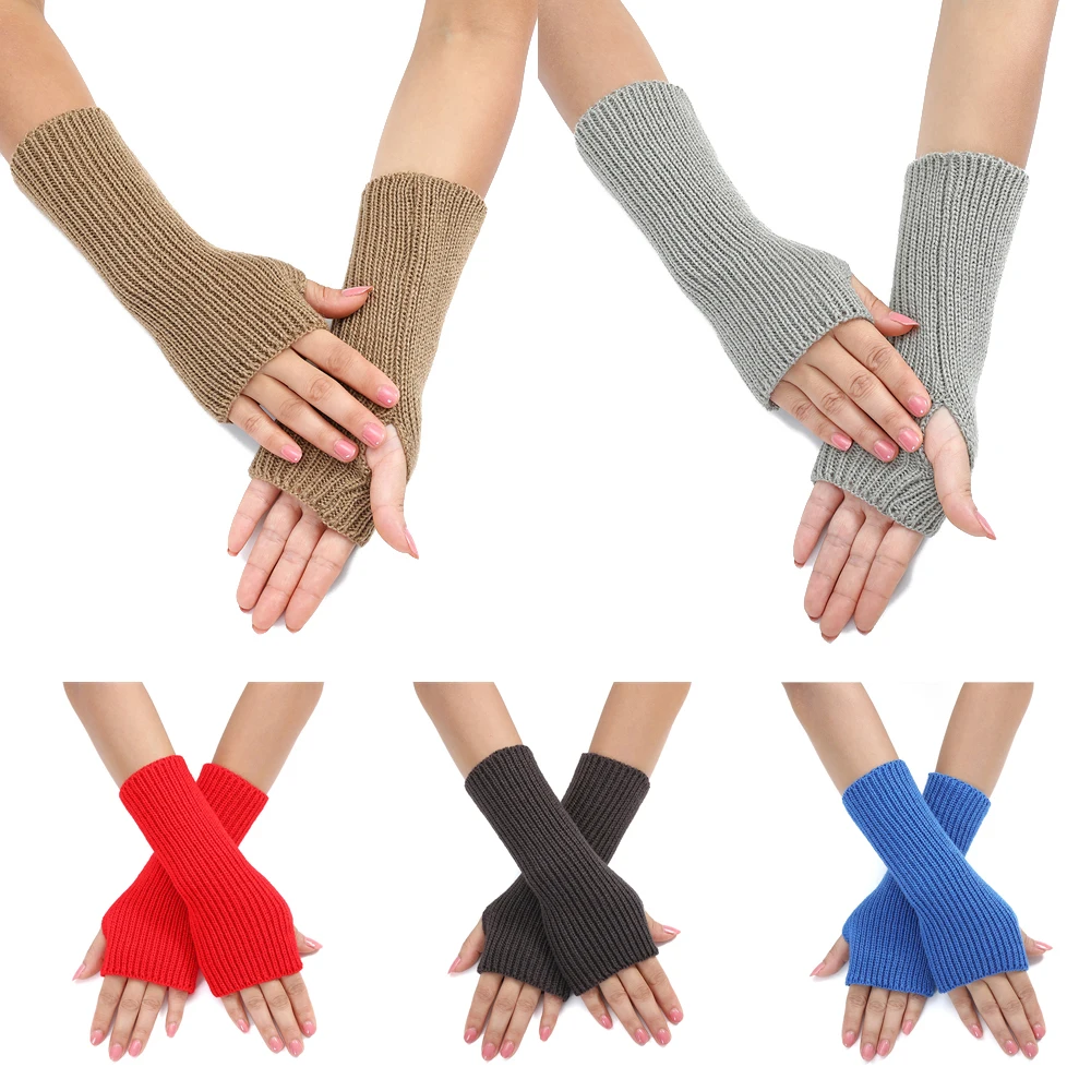 Y2k Halb finger handschuhe Damen Herbst/Winter koreanische Ausgabe All-Tie gestrickt warme vertikal gestreifte Wolle halb geschnittenen Studenten schreiben