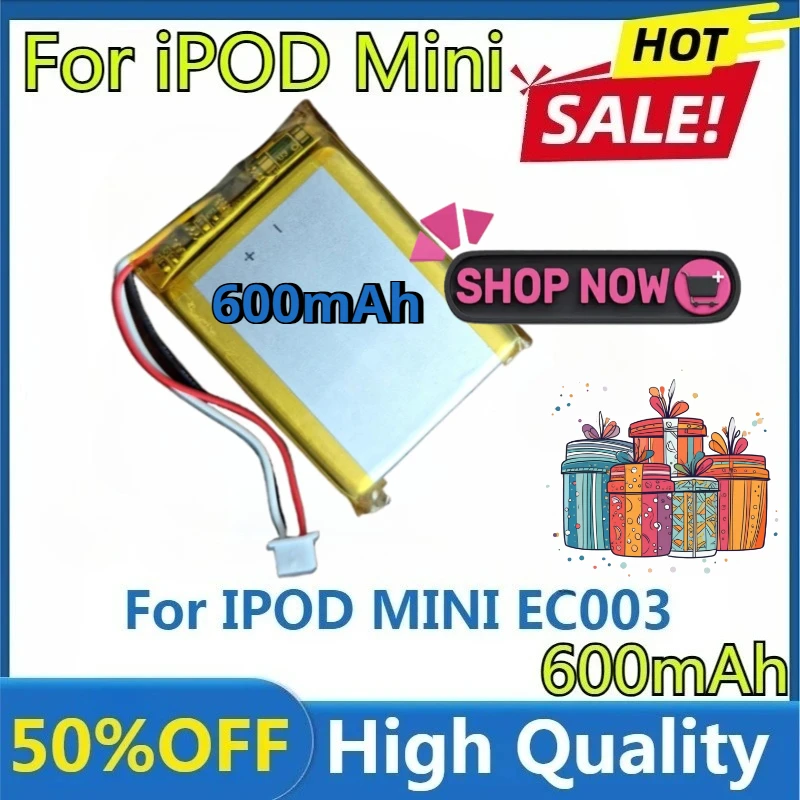 

For IPOD MINI EC003 EC007 M9804 M9801 M9802 M9806 W065 M9807 A1051 M9805 4GB MP3/4 1st 2nd Gen New High Quality 600mAh Battery