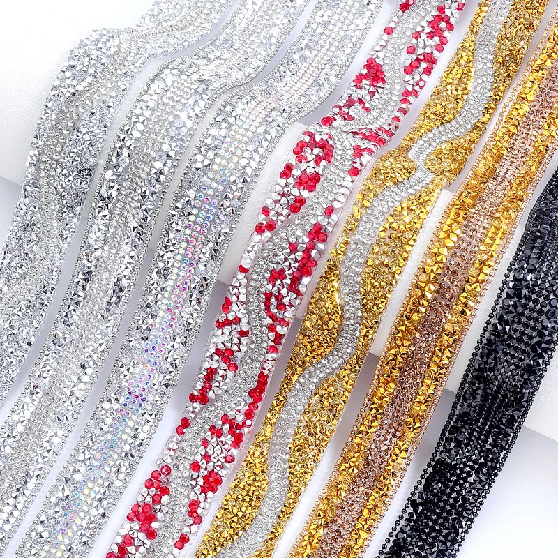 DUCTYSTAL 20mm Resin Rhinestone Ribbon Resin Rhinestone Hotfix Triming Chain Craft For DIY Bag.Shoes,dress