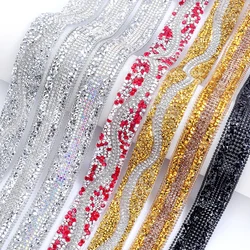 DUCTYSTAL 20mm Resin Rhinestone Ribbon Resin Rhinestone Hotfix Triming glue on Chain for DIY Garment,Shoes,dress