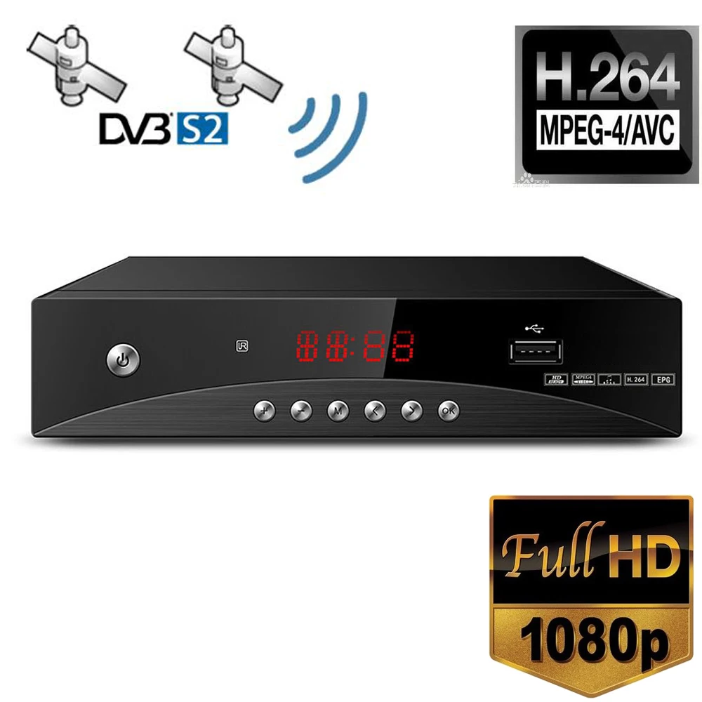 Receptor FTA DVB-S2, decodificador, receptor de TV por satélite Digital HD, H.264, compatible con sintonizador WIFI DVB S2, decodificador SAT