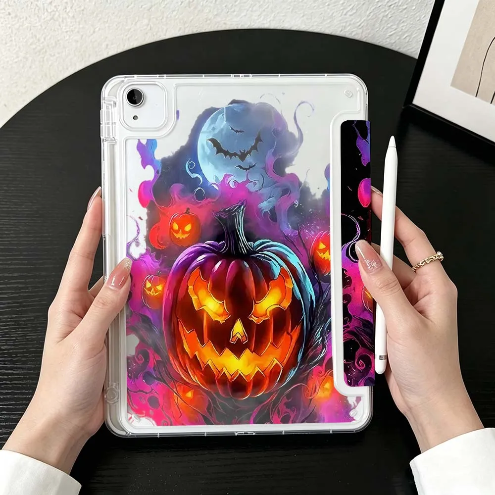 Cartoon Oni Demon Head For iPad Mini Pro Air 5 6 7 8 9 10th 11th 11 9.7 10.9 13 inch Transparent Y-Shaped Folding Tablet Case