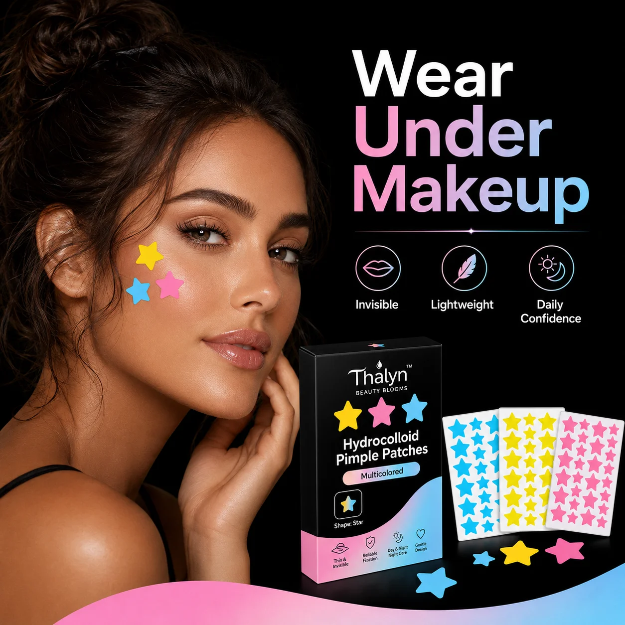 480PCS Colorful Star Pimple Patches Yellow Blue Pink Acne Patch Invisible Makeup Skin Cover Sticker Cute Beauty Patch - view 5